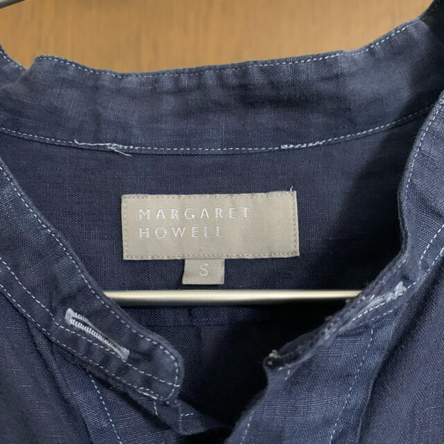 MARGARET HOWELL(マーガレットハウエル)の15SS MARGARET HOWELL リネン バンドカラー シャツ ネイビー メンズのトップス(シャツ)の商品写真