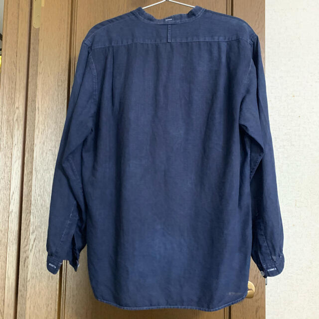 MARGARET HOWELL(マーガレットハウエル)の15SS MARGARET HOWELL リネン バンドカラー シャツ ネイビー メンズのトップス(シャツ)の商品写真