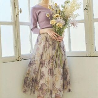 ノエラ(Noela)のNoela ニット×花柄チュールスカートセット ノエラ ワンピース　ピンク(ロングワンピース/マキシワンピース)