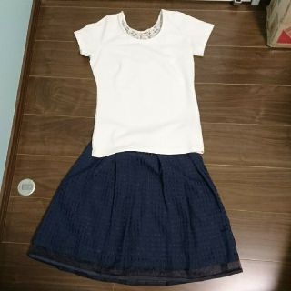 セシルマクビー(CECIL McBEE)の値下げ！セシルマクビー　背中レースTシャツとスカートセット(セット/コーデ)