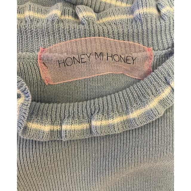 Honey mi Honey(ハニーミーハニー)の【美品】HONEY MI HONEY ラインノースリーブニット レディースのトップス(カットソー(半袖/袖なし))の商品写真