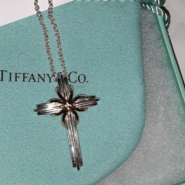 Tiffany & Co. - ティファニー クロス ネックレス SV925 K18YG