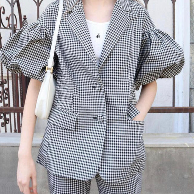 epine arm balloon gingham check jacket レディースのジャケット/アウター(テーラードジャケット)の商品写真