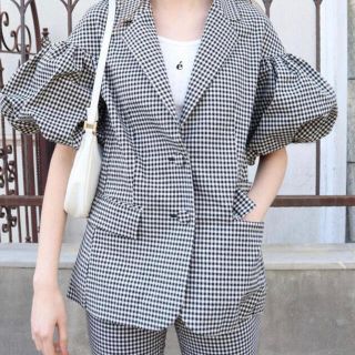 epine arm balloon gingham check jacket(テーラードジャケット)