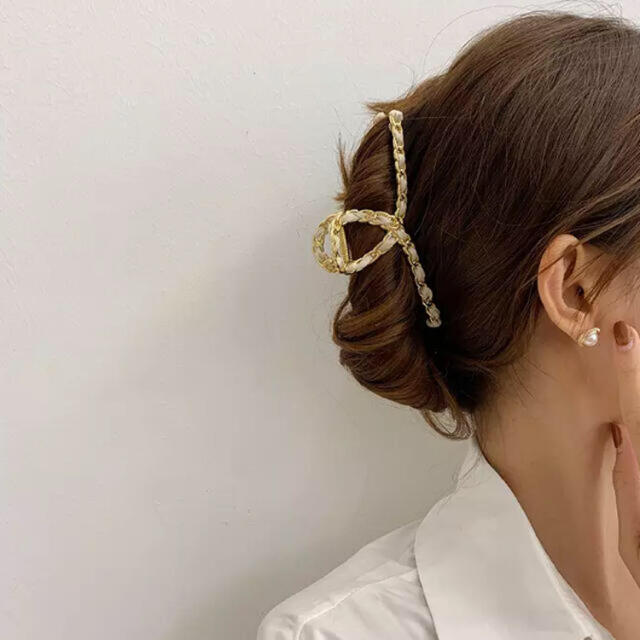 Gold Hair Clip 【white】Last1 - ヘアアクセサリー