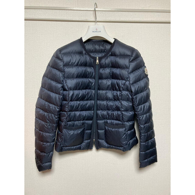 モンクレール　ノーカラー　ダウンジャケット　ネイビー　2 Moncler