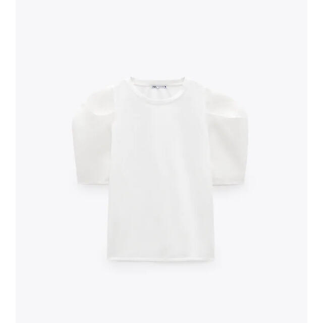 ZARA(ザラ)の【専用】ZARA パフスリーブTシャツ 新品未使用 ホワイト ザラ メンズのトップス(Tシャツ/カットソー(半袖/袖なし))の商品写真