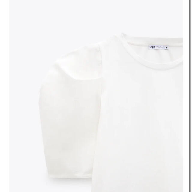 ZARA(ザラ)の【専用】ZARA パフスリーブTシャツ 新品未使用 ホワイト ザラ メンズのトップス(Tシャツ/カットソー(半袖/袖なし))の商品写真