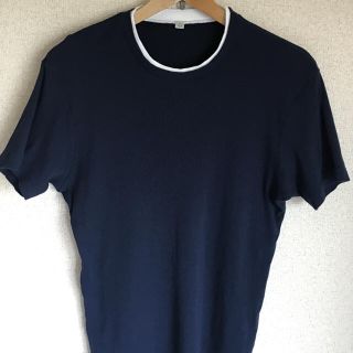 ユニクロ(UNIQLO)のユニクロ　Tシャツ サイズL　ネイビー 紺　リブ生地(Tシャツ/カットソー(半袖/袖なし))