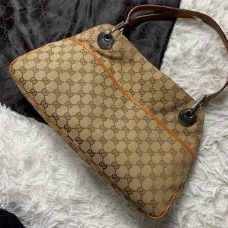 グッチ(Gucci)のグッチ トートバッグ  キャンバス GG 肩掛け可 レザー オレンジ 金具(トートバッグ)