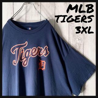 【レアサイズ 海外企画 3XL】MLB タイガース ビッグロゴ Tシャツ 紺橙白(Tシャツ/カットソー(半袖/袖なし))