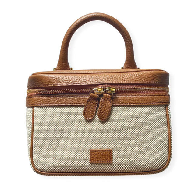 chiiiibag   レザーキャンバスVanity  camel×beige