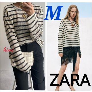 ザラ(ZARA)のZARA　(M)　ストライプ柄 ラスティックセーター コットン　ボーダー(ニット/セーター)