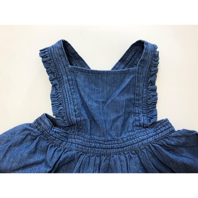 新品　フリルエプロンワンピース　女の子　サロペット　春夏　デニム風 キッズ/ベビー/マタニティのキッズ服女の子用(90cm~)(ワンピース)の商品写真