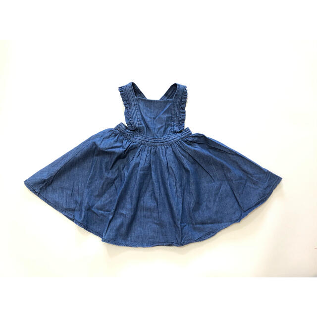 新品　フリルエプロンワンピース　女の子　サロペット　春夏　デニム風 キッズ/ベビー/マタニティのキッズ服女の子用(90cm~)(ワンピース)の商品写真