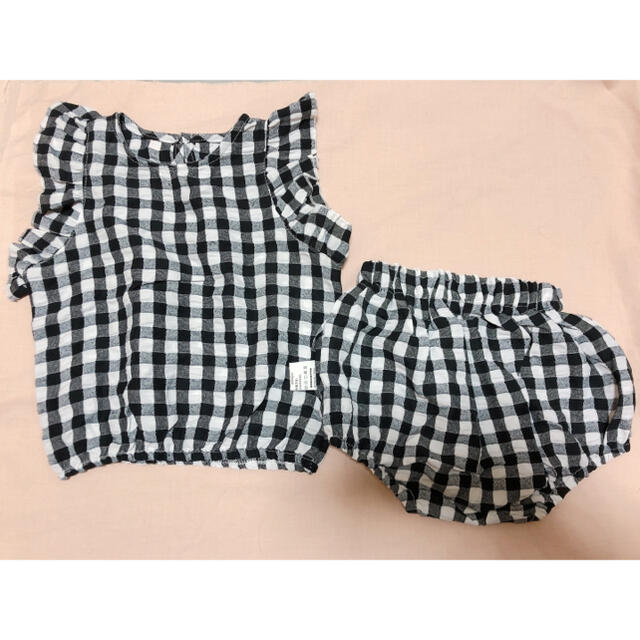 ギンガムチェック　セットアップ　 キッズ/ベビー/マタニティのキッズ服女の子用(90cm~)(Tシャツ/カットソー)の商品写真