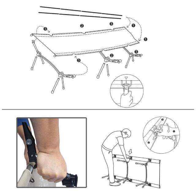 ネイチャーハイク コット Naturehike ベージュ最新式レバーロック装置付 スポーツ/アウトドアのアウトドア(テーブル/チェア)の商品写真