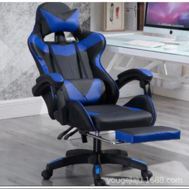 セール ゲーミングチェア オフィスチェア  椅子 リクライニング  フットレスト インテリア/住まい/日用品の椅子/チェア(デスクチェア)の商品写真