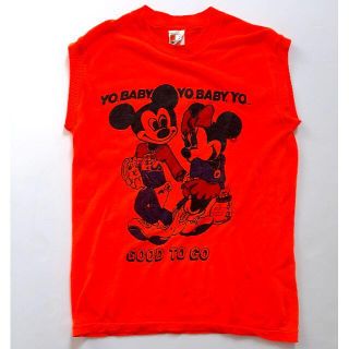 アメリカ製 80年代 ミッキー ノースリーブTシャツ ミニー (Tシャツ/カットソー(半袖/袖なし))