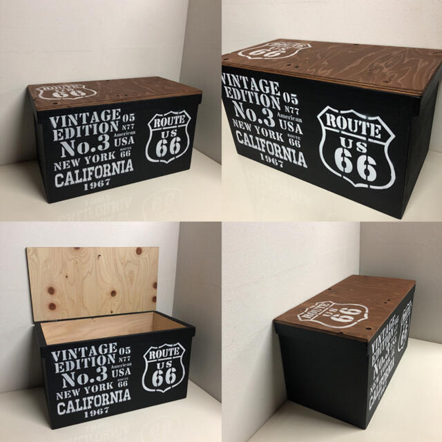 ウッドボックス  ROUTE66 BLACK×WALNUT 収納箱 新品 未使用 3