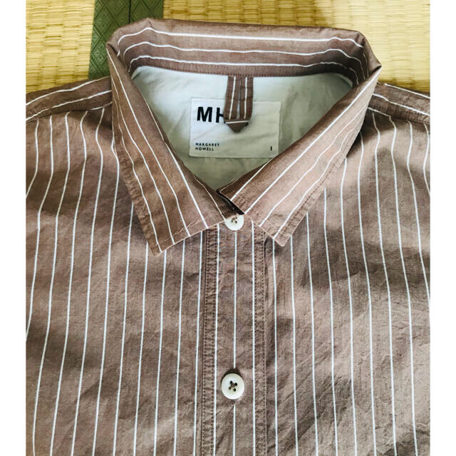 レディース2021SS MHL. シーズンカラーコットンストライプシャツ　★一度使用の美品