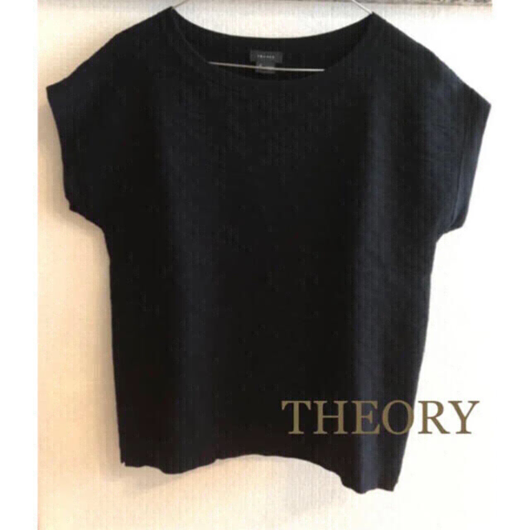 theory(セオリー)のTHEORY ジャガード フレンチスリーブニット ブラック レディースのトップス(ニット/セーター)の商品写真