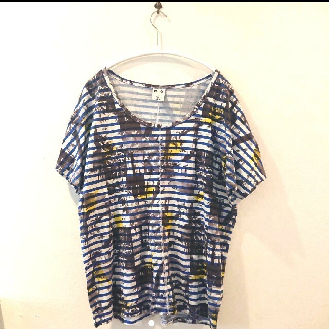 X-girl(エックスガール)のX-girl エックスガール Tシャツ 青 イナズマ ボーダー レディースのトップス(Tシャツ(長袖/七分))の商品写真
