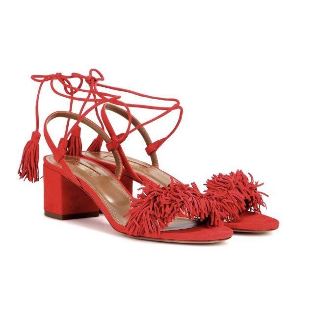 新品 AQUAZZURA(アクアズーラ) suede sandals red