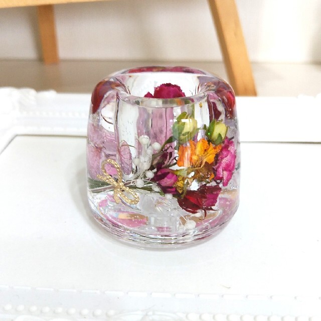 【特価】【Lサイズ】NO.394 ミニ薔薇小花ブーケ♡固まるハーバリウムペン立て