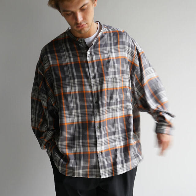 1LDK SELECT(ワンエルディーケーセレクト)の美品　Graphpaper Check BandCollar Big Shirt メンズのトップス(シャツ)の商品写真