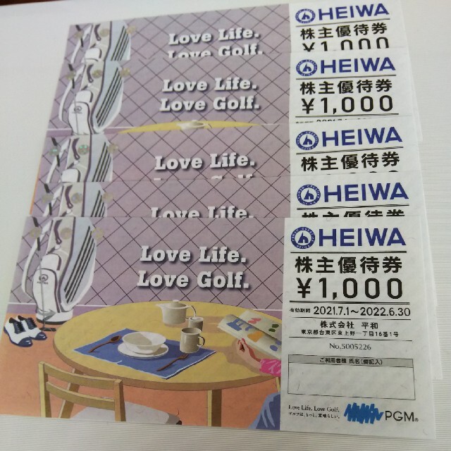 HEIWA株主優待券 チケットの施設利用券(ゴルフ場)の商品写真