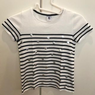 プチバトー(PETIT BATEAU)のプチバトー ボーダー ドット Tシャツ 8才 128cm 女の子(Tシャツ/カットソー)