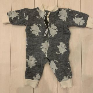 ムーミン冬着　グレー、60cm、wool 100%(カバーオール)