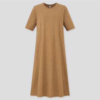 ユニクロ(UNIQLO)の[新品•未使用]マーセライズコットンAラインワンピース　M size(ロングワンピース/マキシワンピース)