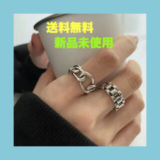  韓国　リング　シンプル　シルバー　2個セット　指輪(リング(指輪))
