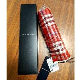 バーバリー(BURBERRY)の【値下げ】BURBERRY 折りたたみ傘 レッド チェック 新品未使用(傘)