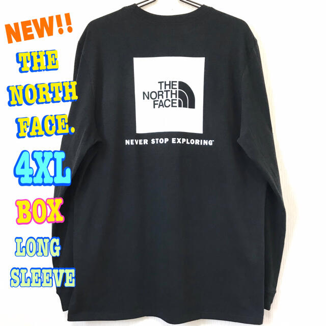 THE NORTH FACE(ザノースフェイス)の超ビッグサイズ  新品 ノースフェイス BOX NSE ロンT 黒 白 4XL メンズのトップス(Tシャツ/カットソー(七分/長袖))の商品写真