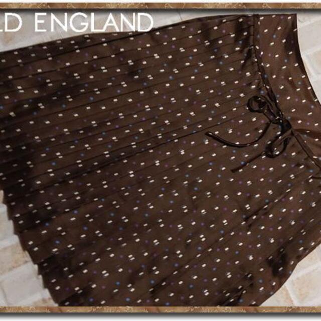 OLD ENGLAND(オールドイングランド)のオールドイングランド　リボン付きプリーツスカート　茶 レディースのスカート(ひざ丈スカート)の商品写真