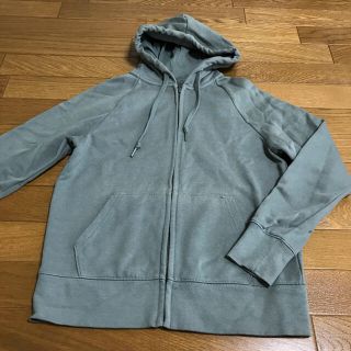 ユニクロ(UNIQLO)のUNIQLOユニクロ 長袖スウェットフルジップパーカーM 53 greenカーキ(パーカー)