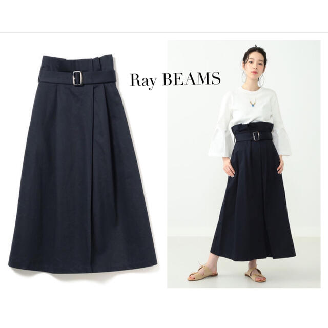 Ray BEAMS(レイビームス)のRay BEAMS ツイルワイドベルトタックスカート レディースのスカート(ロングスカート)の商品写真