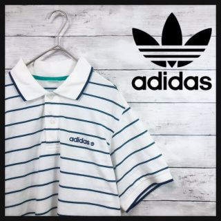 アディダス(adidas)の【90.s adidas】アディダスワンポイント刺繍　アースカラーカーキボーダー(Tシャツ/カットソー(半袖/袖なし))