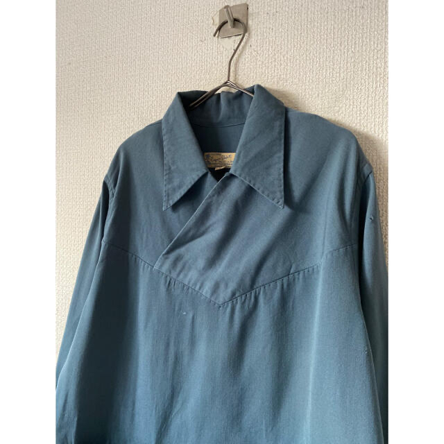 希少種 vintage 40s 50s ギャバジン ブルーグレースキッパーシャツ