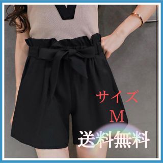 イエナ(IENA)のハイウェストリボンショートパンツ　リボンショートパンツ　モノトーン　ブラック(ショートパンツ)