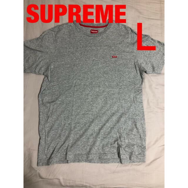 L  supreme small box logo Tシャツ　グレー