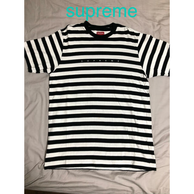 Ｌ　supreme 白黒　ボーダー Tシャツ M