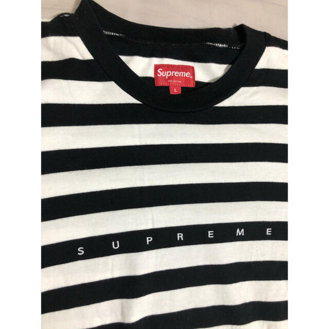 美品　supreme ロンT ボーダー　白　黒