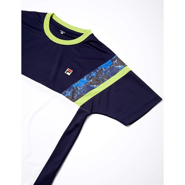 FILA(フィラ)のFILA フィラ テニスウェア 半袖ゲームシャツ紺白 VM5495 メンズL新品 スポーツ/アウトドアのテニス(ウェア)の商品写真