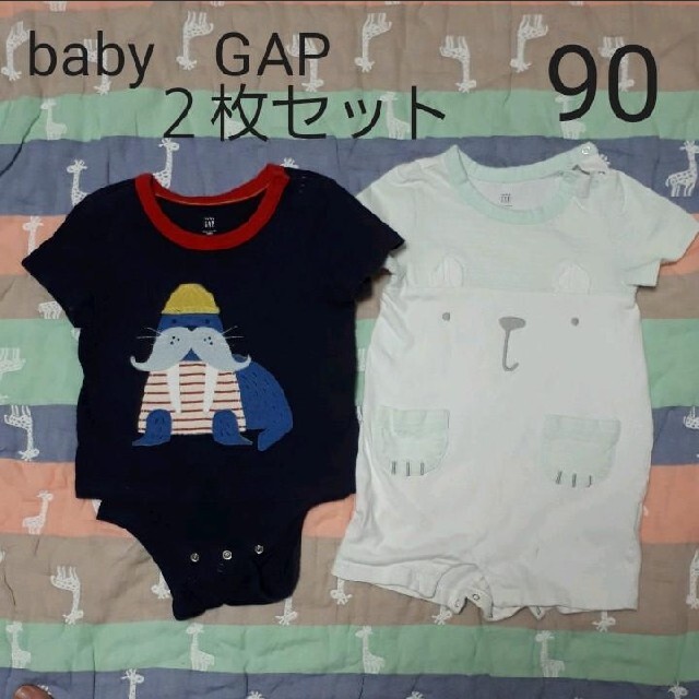 babyGAP(ベビーギャップ)のbabyGAP２枚セット　Tシャツ&ロンパース   90 キッズ/ベビー/マタニティのキッズ服男の子用(90cm~)(Tシャツ/カットソー)の商品写真