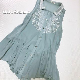 アクシーズファム(axes femme)の【axes femme】Embroidery レース切替 チュニック ワンピース(ひざ丈ワンピース)