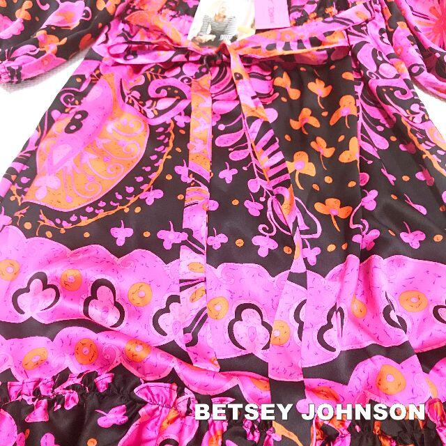 BETSEY JOHNSON(ベッツィジョンソン)の【BETSEY JOHNSON】シルク100% サイケ ワンピース タグ付未使用 レディースのワンピース(ひざ丈ワンピース)の商品写真